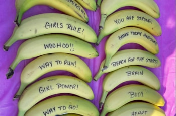 Bananas with inspirational messages
